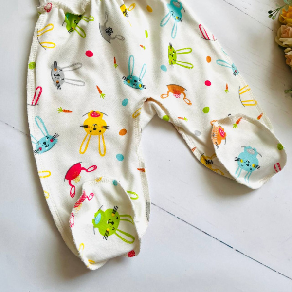 Ползунки из натурального хлопка для новорожденного Bebika (20/9-01)